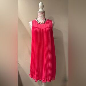 NWT Maeve Bright Pink Layered Pleat Swing Dress Sz 2